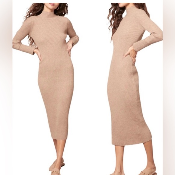 BB Dakota Sweater of Intent Midi Dress in Taupe - Picture 2 of 4